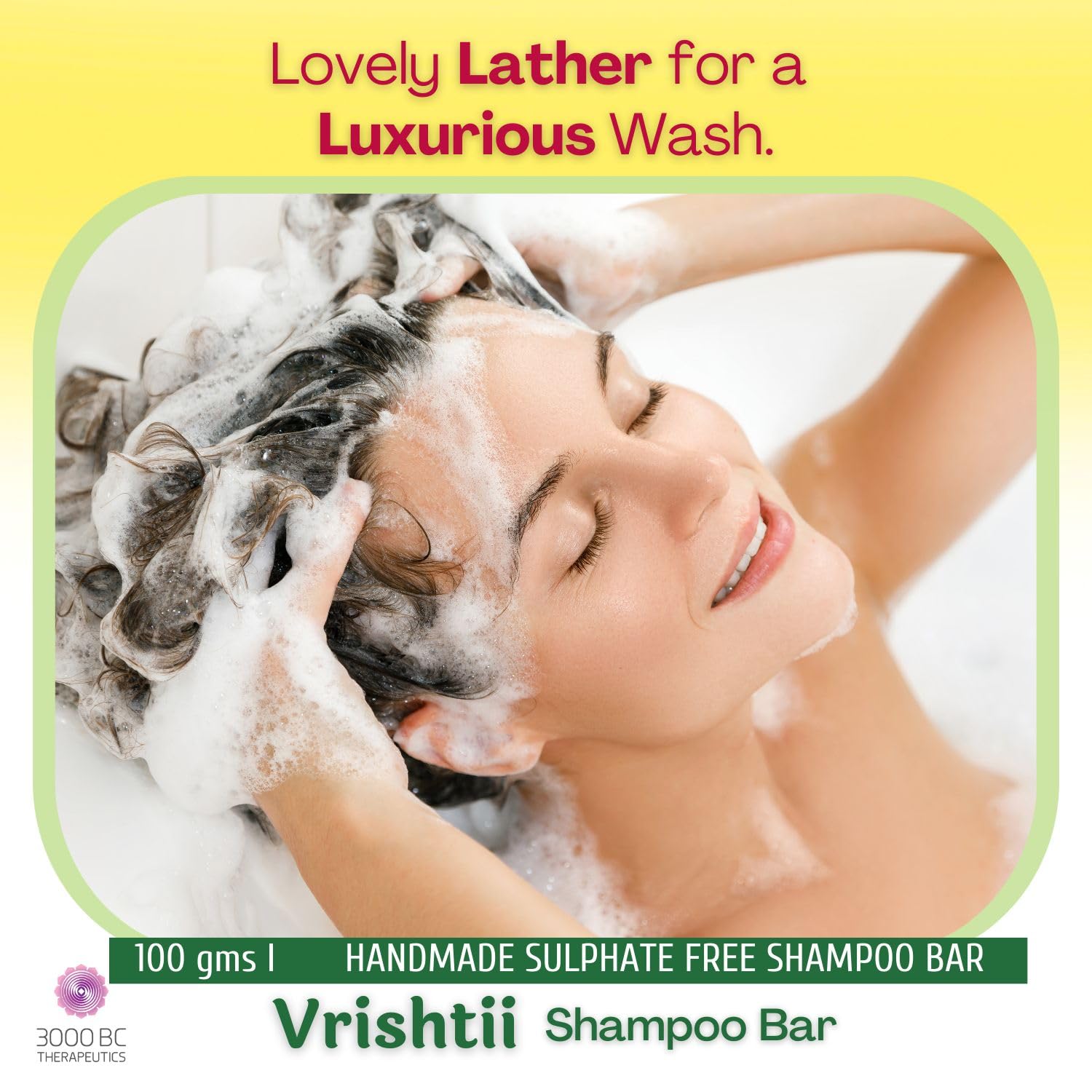 Vrishtii: Clean, Nurture, Nourish | Dandruff, Hair Fall & Scalp Health  |Sulfate-Free Ayurvedic Shampoo Bar  | 100g
