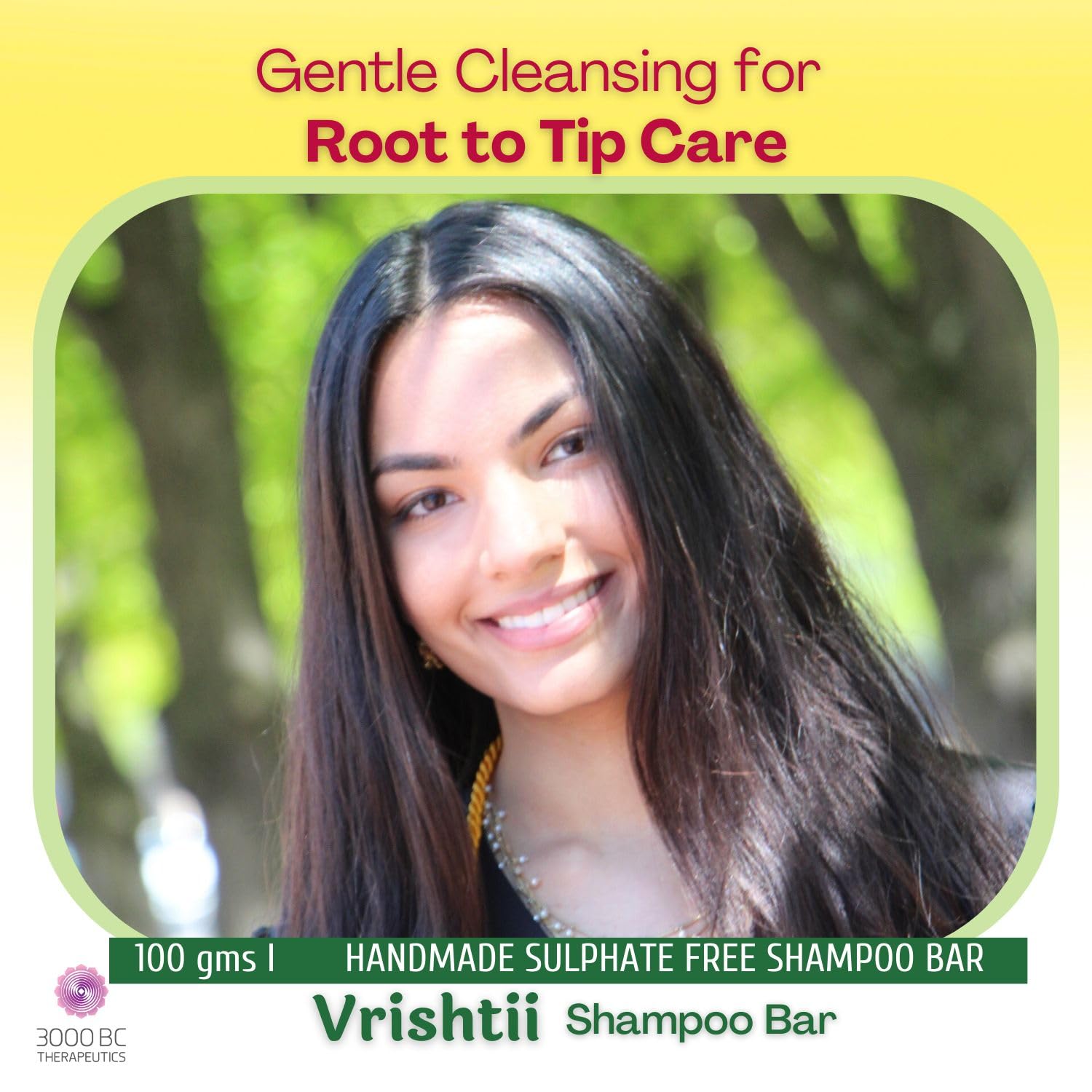 Vrishtii: Clean, Nurture, Nourish | Dandruff, Hair Fall & Scalp Health  |Sulfate-Free Ayurvedic Shampoo Bar  | 100g